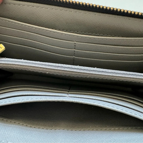 Fossil Jori Blue RFID Zip Leather Clutch Wallet Wristlet - Picture 10 of 12